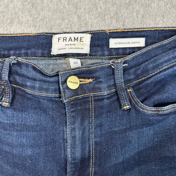 Frame Jeans WMNS SZ 30 Blue Denim Le Skinny de Jeanne Mid Rise Perfect Stretch - Picture 5 of 12